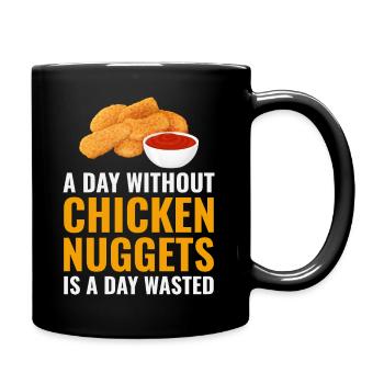 Chicken Nuggets Fast Food Lustiger Spruch - Tasse einfarbig - Schwarz - Rechts