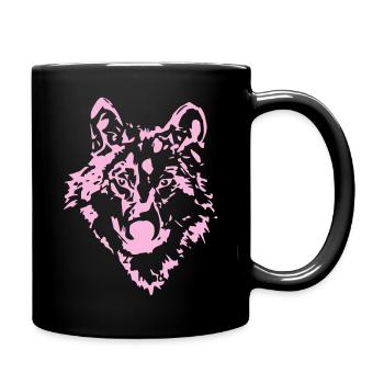 Wolf Tier Waldtier - Tasse einfarbig - Schwarz - Rechts