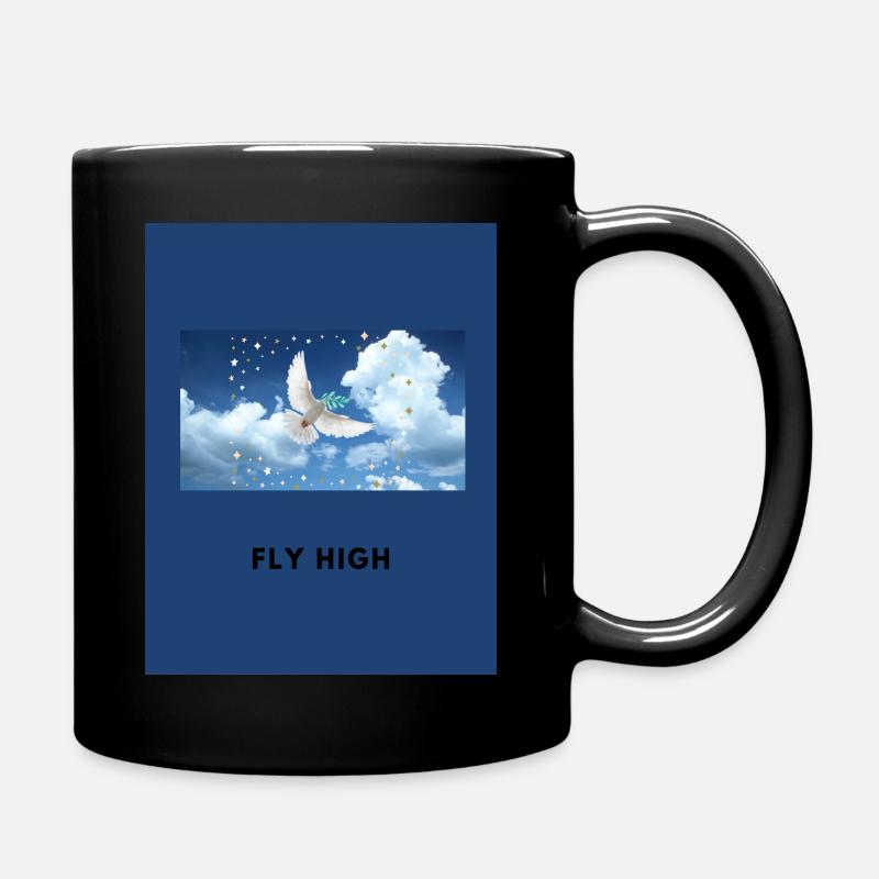 Fly High Design mit weißer Taube - Tasse einfarbig - Schwarz