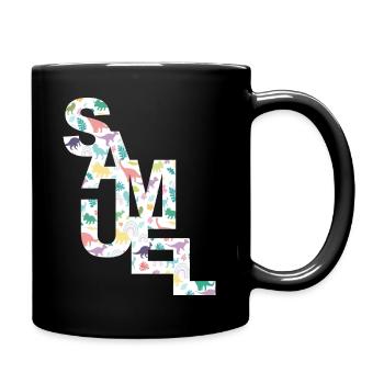 Samuel - Beautiful boy name with cute dinosaurs - Full Colour Mug - black - Right