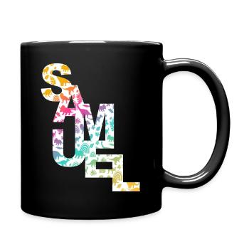 Samuel - Beautiful boy name with cute dinosaurs - Full Colour Mug - black - Right