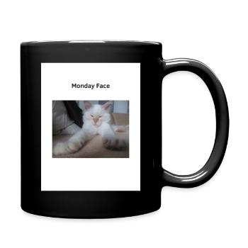 Monday Face Funny Cat - Tasse einfarbig - Schwarz - Rechts
