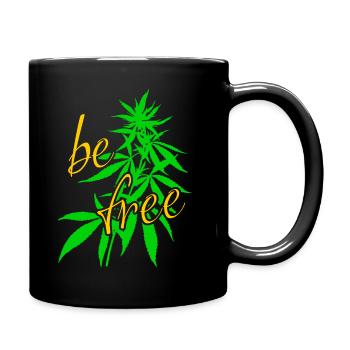 be free Hanf Blätter - Tasse einfarbig - Schwarz - Rechts