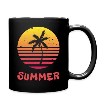 Palmen bei Sonnenuntergang - Tasse einfarbig - Schwarz - Rechts