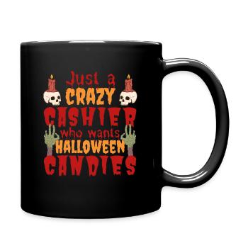 Creepy funny Halloween saying cashier - Full Colour Mug - black - Right