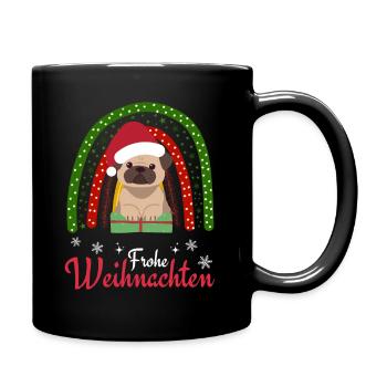 Weihnachten Süßer Mops Liebhaber Kawaii - Tasse einfarbig - Schwarz - Rechts