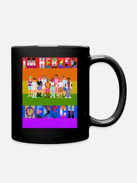 Im Herzen Mensch - Tasse einfarbig - Schwarz