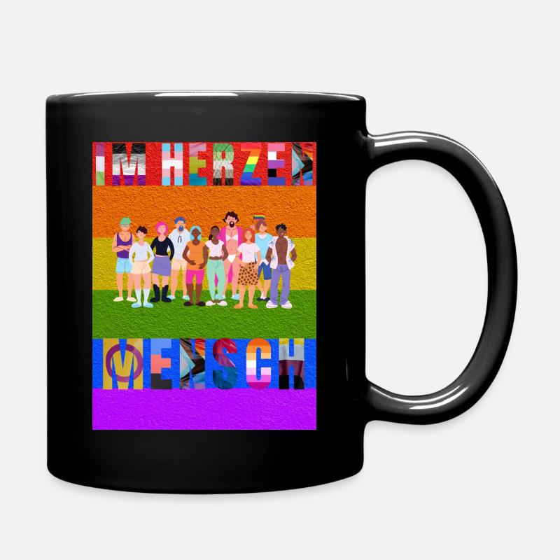Im Herzen Mensch - Tasse einfarbig - Schwarz