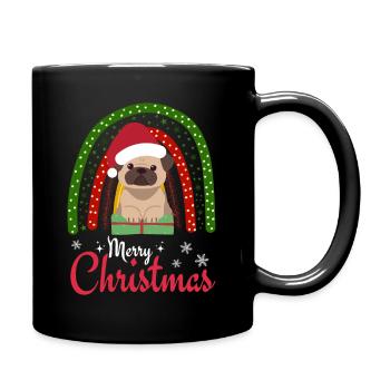 Weihnachten Süßer Mops Liebhaber Kawaii - Tasse einfarbig - Schwarz - Rechts