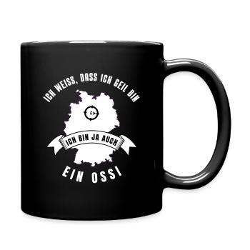 Ich weiß, dass ich geil bin.. Unisex Design - Tasse einfarbig - Schwarz - Rechts