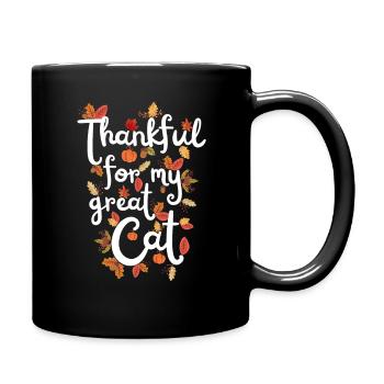 Thankful for my great Cat Katze Herbst Blätter - Tasse einfarbig - Schwarz - Rechts