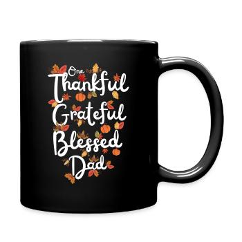 Thankful Dad Papa Herbst Blätter Dankbarkeit - Tasse einfarbig - Schwarz - Rechts