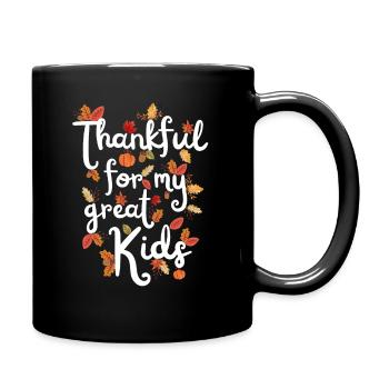 Thankful for my kids Autumn Kids Thank you - Full Colour Mug - black - Right