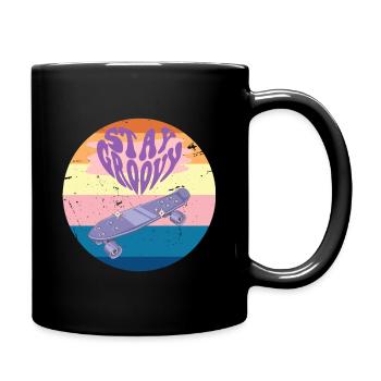 Stay groovy retro style - Tasse einfarbig - Schwarz - Rechts