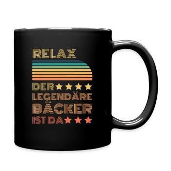 Relax der Legendäre Bäcker ist da Retro - Tasse einfarbig - Schwarz - Rechts