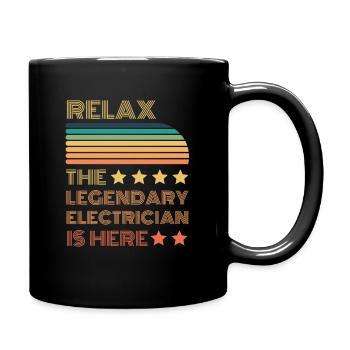 Relax the Legendary Electrician is retro here - Full Colour Mug - black - Right
