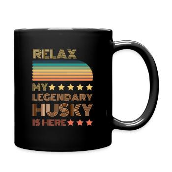 Relax my legendary Husky is here Retro - Full Colour Mug - black - Right
