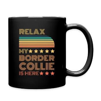 Relax my legendary Border Collie is here Retro - Full Colour Mug - black - Right