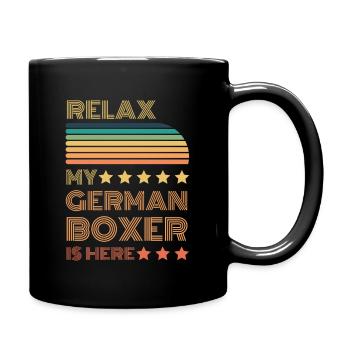 Relax my legendary Boxer is here Retro - Full Colour Mug - black - Right