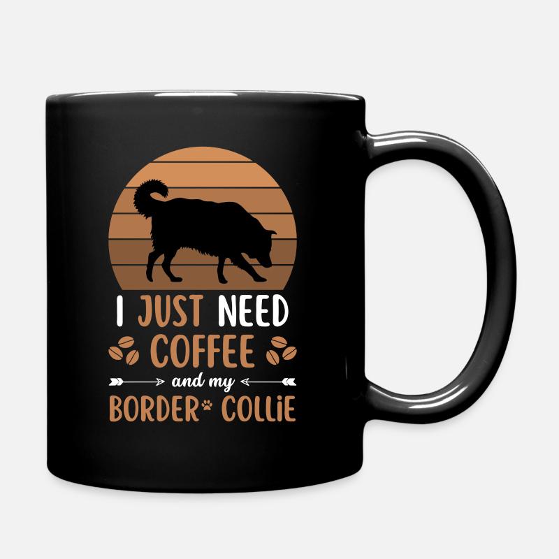 Café Border Collie Café pour chien rétro - Mug uni - noir