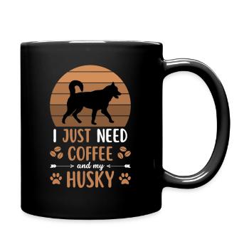 Husky Coffee Retro Dog Cafe - Full Colour Mug - black - Right