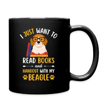 Süßer Beagle Buch Bücher kawaii - Tasse einfarbig - Schwarz - Rechts