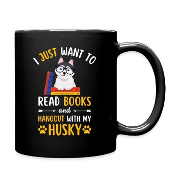 Sweet Husky Book Books kawaii - Full Colour Mug - black - Right