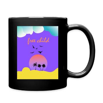 Free child - Tasse einfarbig - Schwarz - Rechts