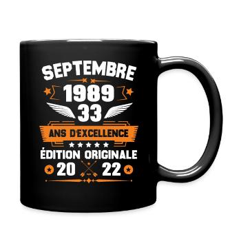 Septembre 1989 Idée cadeau d'anniversaire 33 ans - Mug uni - noir - Droite