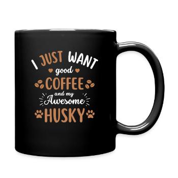 Husky Coffee Dog Cafe - Full Colour Mug - black - Right
