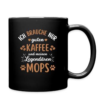 Mops Kaffee Hund Cafe - Tasse einfarbig - Schwarz - Rechts
