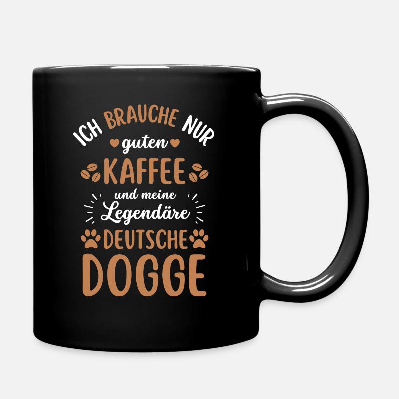 Deutsche Dogge Kaffee Hund Cafe - Tasse einfarbig - Schwarz