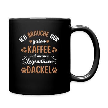 Dackel Kaffee Hund Cafe - Tasse einfarbig - Schwarz - Rechts