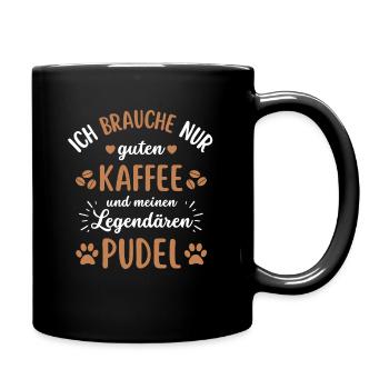 Pudel Kaffee Hund Cafe - Tasse einfarbig - Schwarz - Rechts