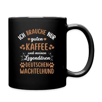 Deutscher Wachtelhund Kaffee Hund Cafe - Tasse einfarbig - Schwarz - Rechts