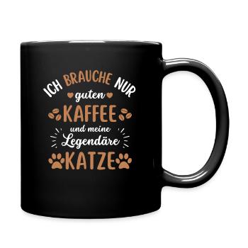 Katze & Kaffee Katze Cafe - Tasse einfarbig - Schwarz - Rechts