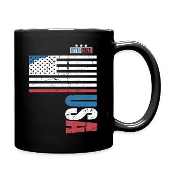 USA Retro Style - Full Colour Mug - black - Right