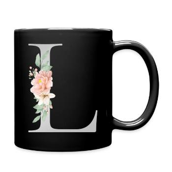 Customizable Monogram L Floral - Full Colour Mug - black - Right
