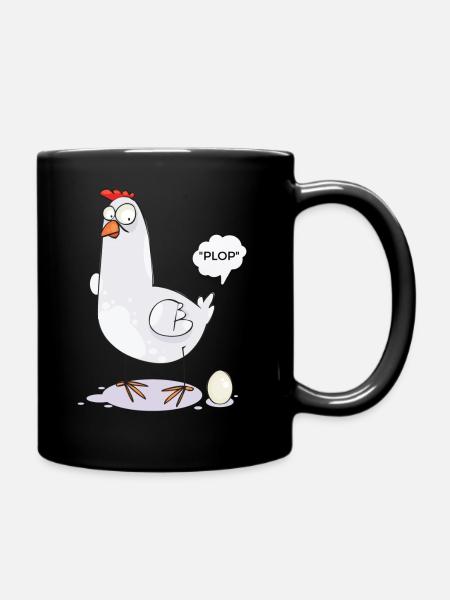Chicken Egg Chicken Design T-Shirt - Full Colour Mug - black