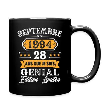 Cadeau D'anniversaire 28 Ans Septembre 1994 Rétro - Mug uni - noir - Droite