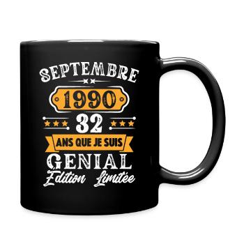 Cadeau D'anniversaire 32 Ans Septembre 1990 Rétro - Mug uni - noir - Droite