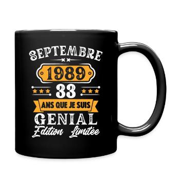 Cadeau D'anniversaire 33 Ans Septembre 1989 Rétro - Mug uni - noir - Droite