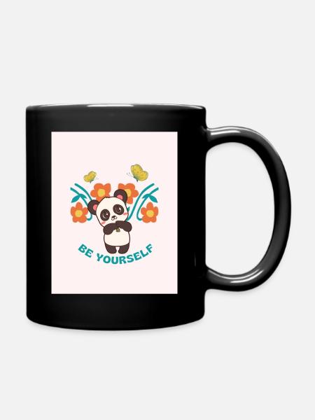 Be yourself (Cute Panda Design) Gift - Full Colour Mug - black