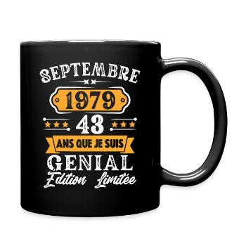 Cadeau D'anniversaire 43 Ans Septembre 1979 Rétro - Mug uni - noir - Droite