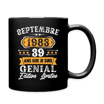 Cadeau D'anniversaire 39 Ans Septembre 1983 Rétro - Mug uni - noir - Droite