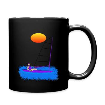 Windsurfen-Surfer-Sommer-Wassersport - Tasse einfarbig - Schwarz - Rechts
