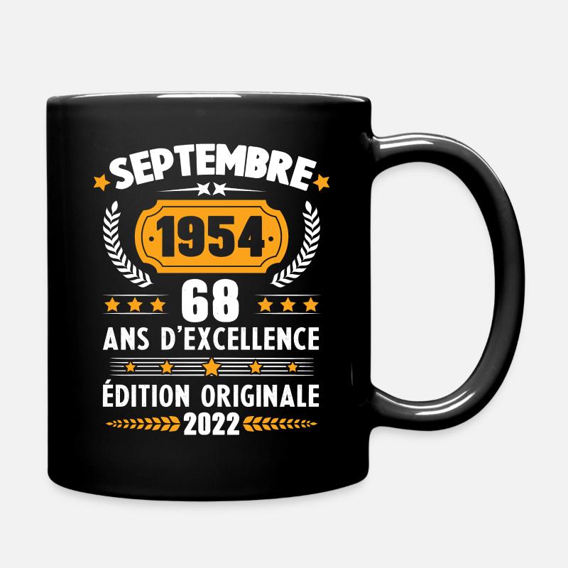 Cadeau D'anniversaire Rétro 68 Ans Septembre 1954 - Mug uni - noir