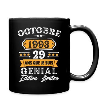 Cadeau D'anniversaire 29 Ans Octobre 1993 Rétro - Mug uni - noir - Droite
