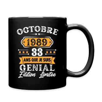 Cadeau D'anniversaire 33 Ans Octobre 1989 Rétro - Mug uni - noir - Droite