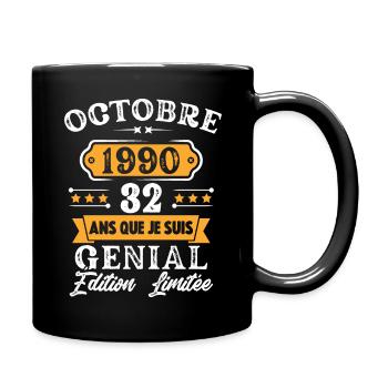 Cadeau D'anniversaire 32 Ans Octobre 1990 Rétro - Mug uni - noir - Droite